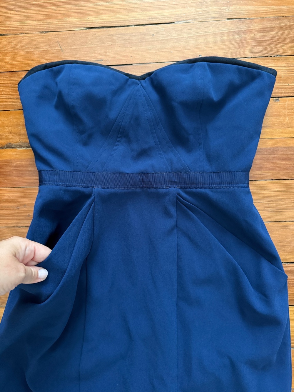 Bcbgmaxazria Daphine Strapless Dress In Blue Depth